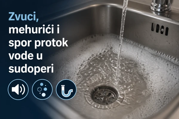 Zvuci, mehurići i spor protok vode u sudoperi